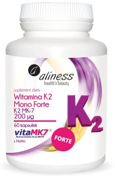 Witamina K2 MonoFORTE MK7 200µg z Natto 60kaps. Aliness