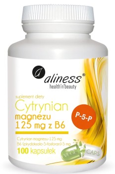 Cytrynian Magnezu 125mg B6 (P-5-P) 100kaps. VEGE Aliness