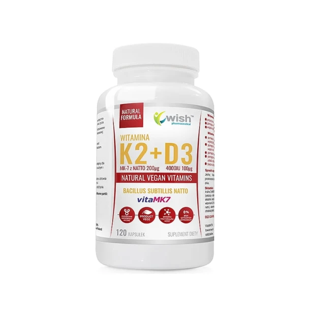 Witamina K2MK7 200 D3 4000 120kaps.Wish
