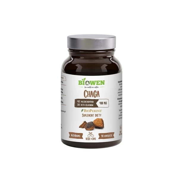Chaga 400 mg 40 polisacharydów 30  beta-glukanów 90kaps BioWen.jpg