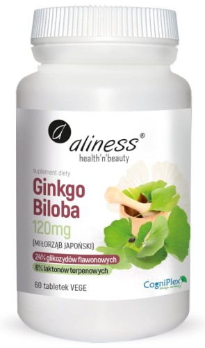 Ginkgo Biloba miłorząb japoński 120mg 60tabl. Vege Aliness.jpg
