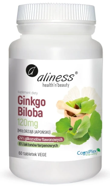 Ginkgo Biloba miłorząb japoński 120mg 60tabl. Vege Aliness.jpg