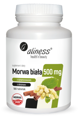 Morwa biała 4-1 z cynamonowcem i chromem 500mg 180tabl. Aliness.png