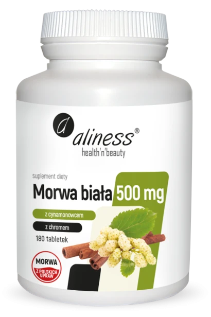Morwa biała 4-1 z cynamonowcem i chromem 500mg 180tabl. Aliness.png
