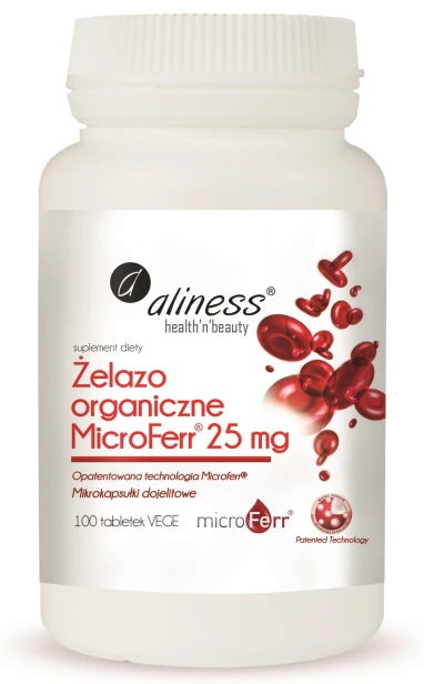 Żelazo organiczne MicroFerr® 25mg 100 tabl. VEGE Aliness.jpg