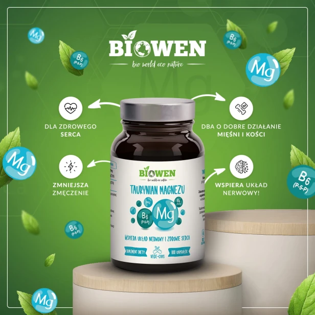 Taurynian magnezu z witaminą B6 (P-5-P) 100kaps. BioWen-.jpg