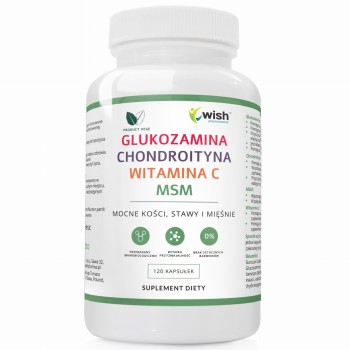 Glukozamina Chondroityna MSM Witamina C wegańska 120kaps. Wish