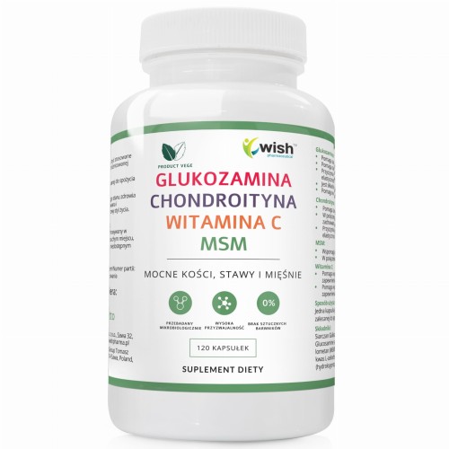 Glukozamina Chondroityna MSM Witamina C wegańska 120kaps. Wish.jpg