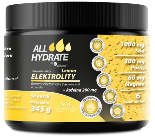 Elektrolity Lemon + Kofeina 200mg 345g 50porcji ALLHydrate.jpg