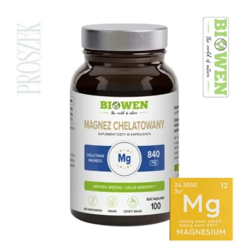 Magnez chelatowany Diglicynian Magnezu 840mg 100kaps. Biowen