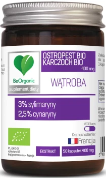 Ostropest BIO 3% + Karczoch BIO 2,5% 400mg  50kaps BeOrganic