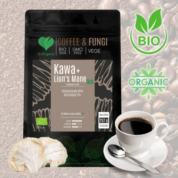 Kawa Arabica mielona + Lion`s Mane BIO BeOrganic