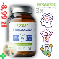 Zestaw: 3x Witamina B12 Complex+ 3 formy 60kaps. Biowen + pojemnik na suplementy