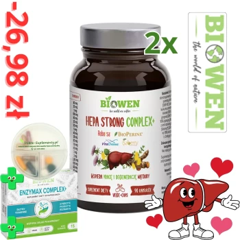Zestaw: 2x Hepa Strong Complex+ 90kaps. BioWen +Blister Enzymax +pojemnik na suple