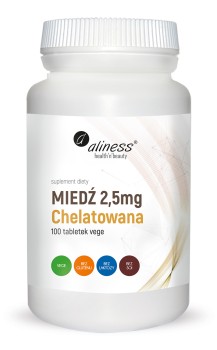 Miedź chelatowana 2,5 mg x 100 Vege tabs. Aliness