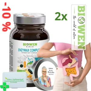 Zestaw 2x Enzymax Complex (enzymy trawienne) 90kaps. Biowen + praktyczny pojemnik na suplementy -10%