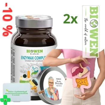 Zestaw 2x Enzymax Complex (enzymy trawienne) 90kaps. Biowen + praktyczny pojemnik na suplementy -10%