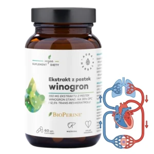 Ekstrakt z pestek winogron 550mg 95% OPC 60kaps. Auraherbals
