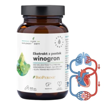 Ekstrakt z pestek winogron 550mg 95% OPC 60kaps. Auraherbals